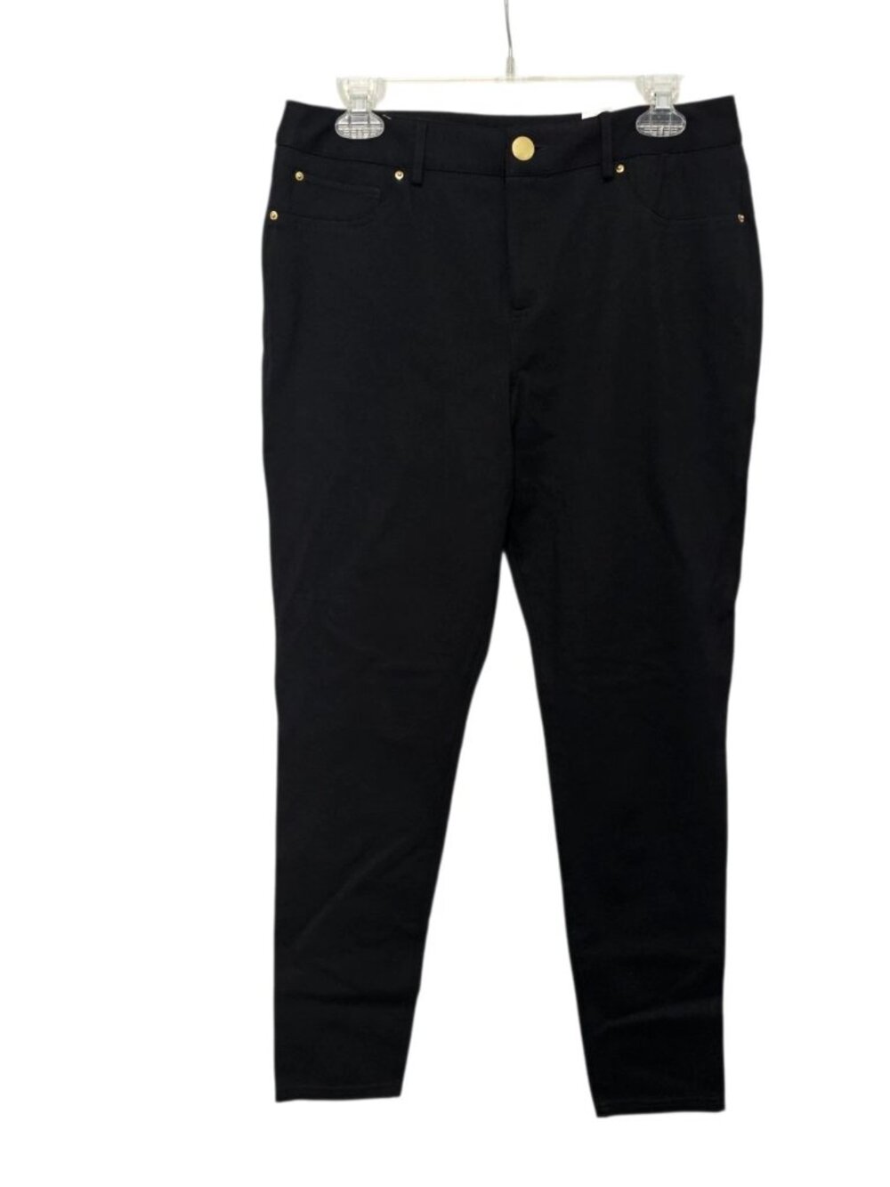 NWT INC International Concepts Pants Size 12 Black Ponte Skinny Leg Mid Rise